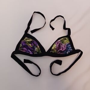 Holographic Snake Print Bikini Top.